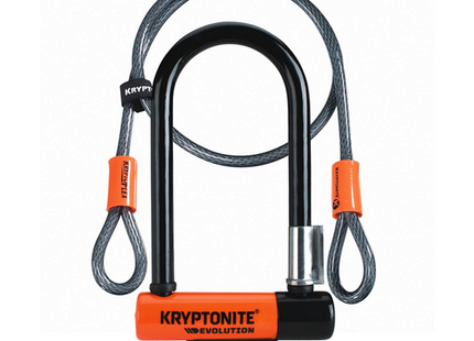 Kryptonite U-Lock Evo Mini7 120cm Kabe VF Bøjlelås 8.3x17.8cm med Kabel