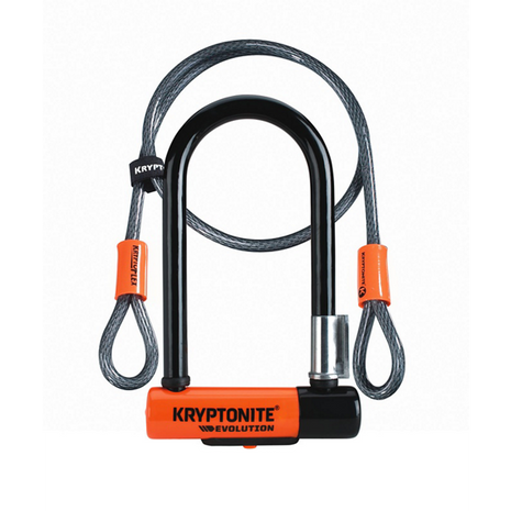 Kryptonite U-Lock Evo Mini7 120cm Kabe VF Bøjlelås 8.3x17.8cm med Kabel