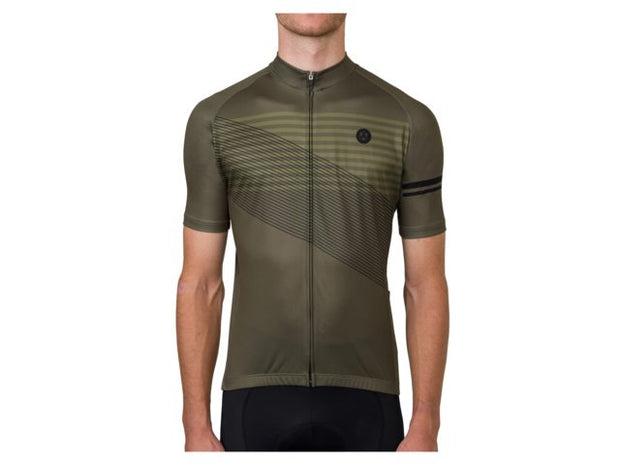AGU Striped Mørkegrøn Cykeltrøje
